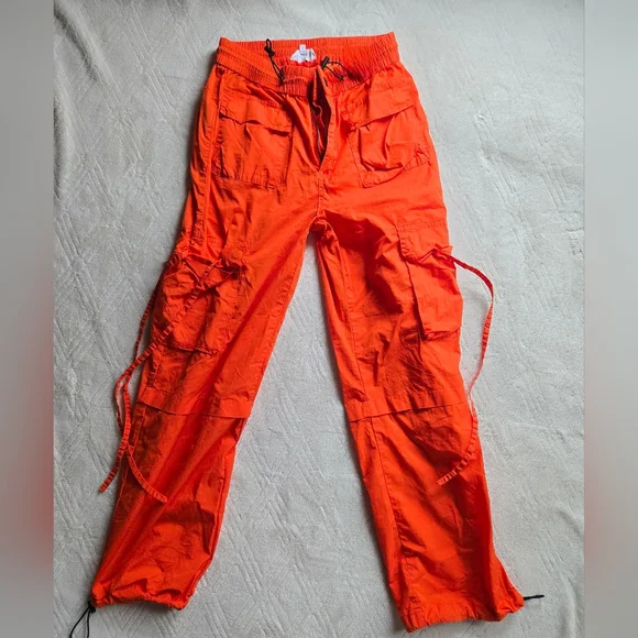 Vibrant M.I.U. Orange Wide Leg Cargo Pants Womens Size M - Picture 2 of 5